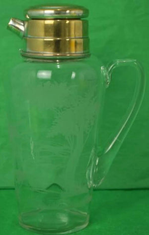 "Abercrombie & Fitch Hawkes Etched Glass Fox-Hunt Cocktail Pitcher"