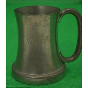 Set Of 5 Abercrombie & Fitch English Pewter Tankards c1937 w/ Crystal Bottoms Engraved W.A.R.