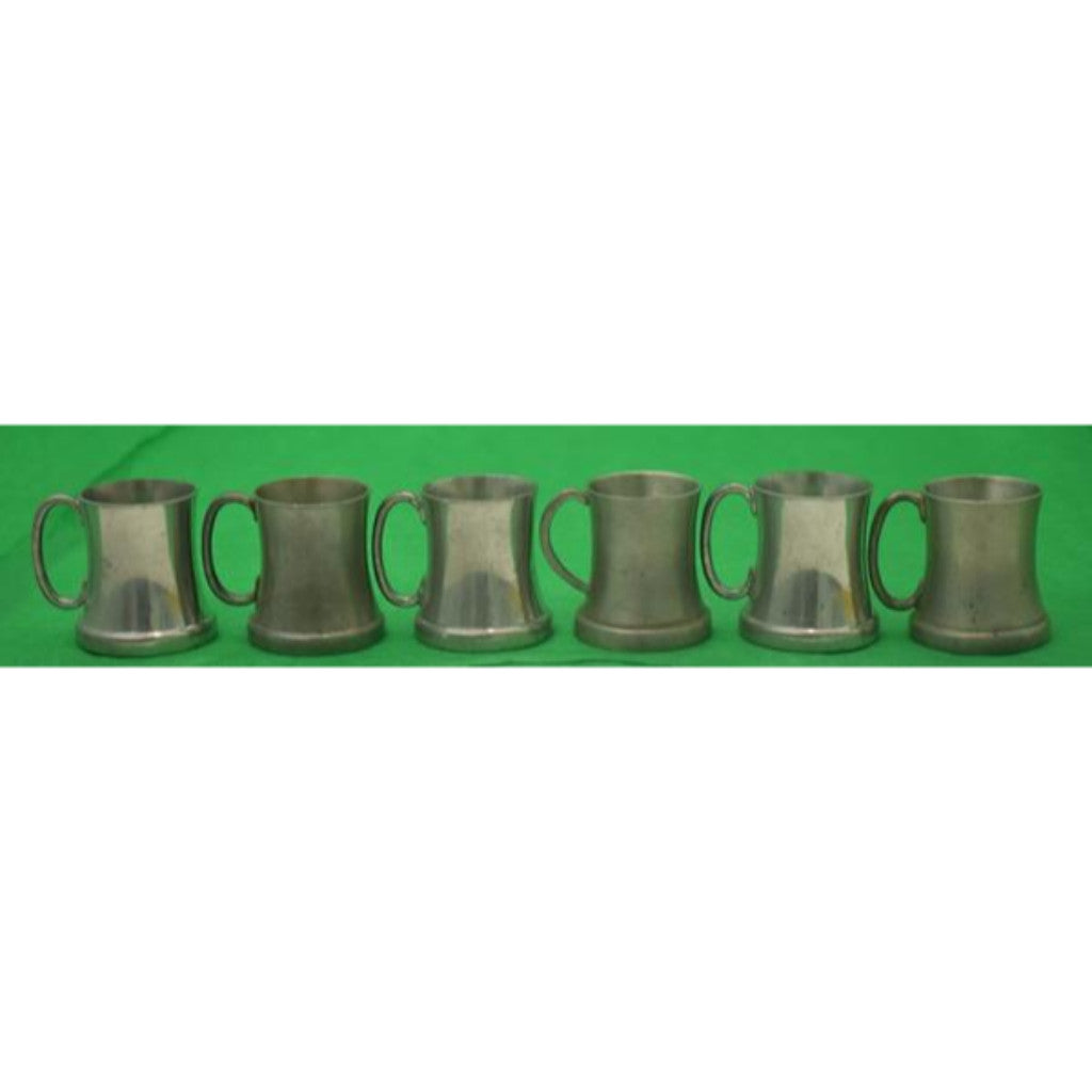 "Set x 6 Abercrombie & Fitch Miniature English Pewter Tankards"