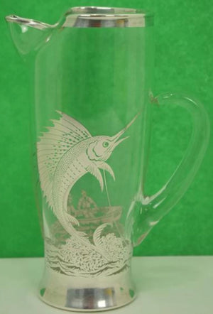 "Sterling Sailfish Glass Cocktail Pitcher" (SOLD)