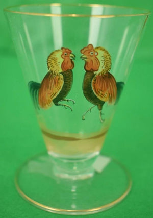 Set of 4 Rooster/Cock Hand-Painted Sherry Glasses