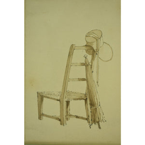 Paull Sandby, R.A. Ink & Wash on Paper of a Chair/ Umbrella & Cap from the Braga, Oakendale. Va Estate