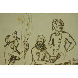 William Locke (1767-1847) Brown Ink on Paper of General D'Arblay & Friends