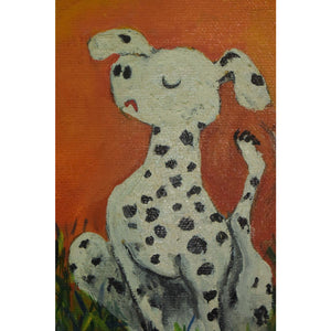 Dalmatians Oil on Canvas in Gilt Bamboo Frame
