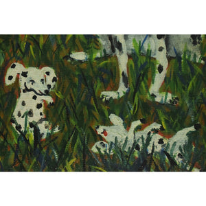 Dalmatians Oil on Canvas in Gilt Bamboo Frame