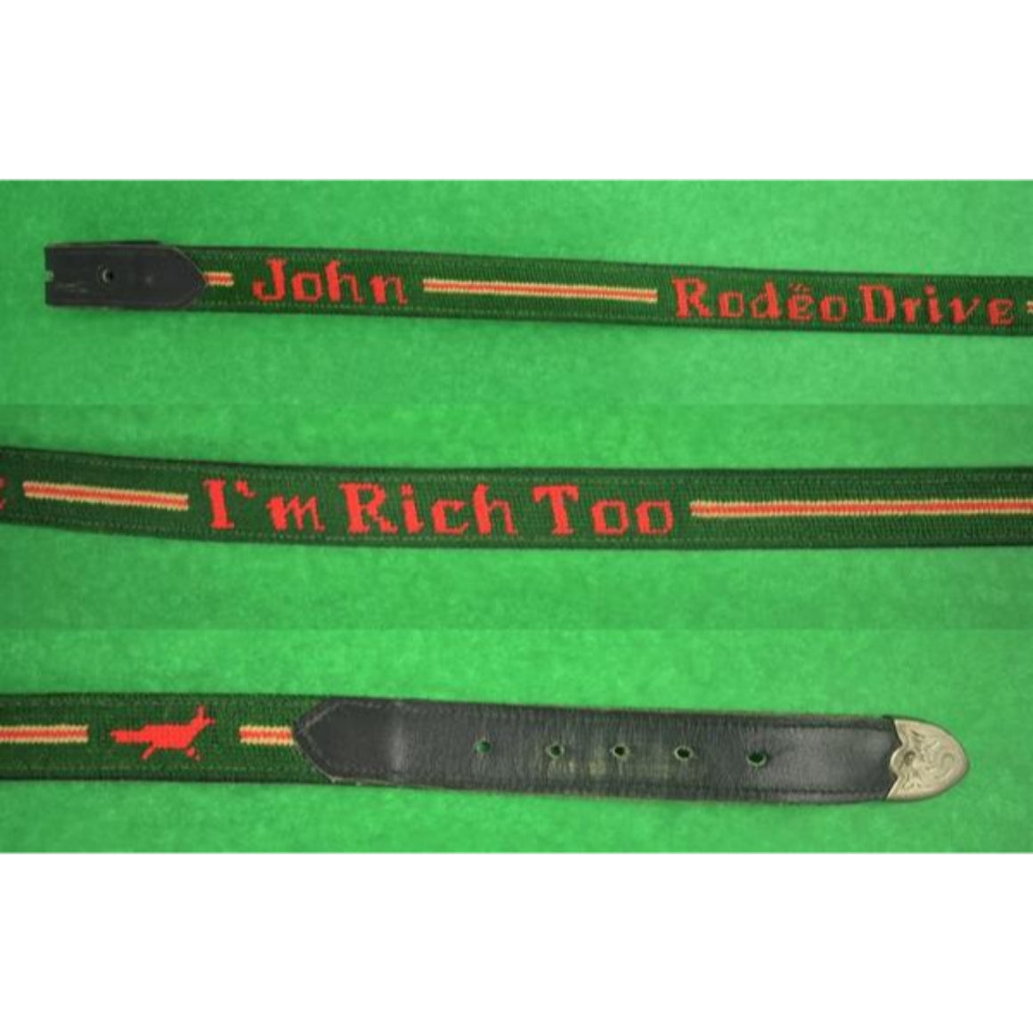"Hand-Needlepoint 'I'm Rich Too' Belt" Sz: 36"W