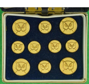"Set x 10 Bohemian Club Owl's Head x London Badge Brass Blazer Buttons" (NIB)