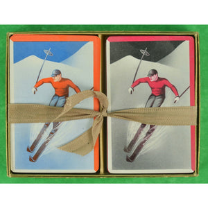 Twin Boxed Set of Skier Playing Cards