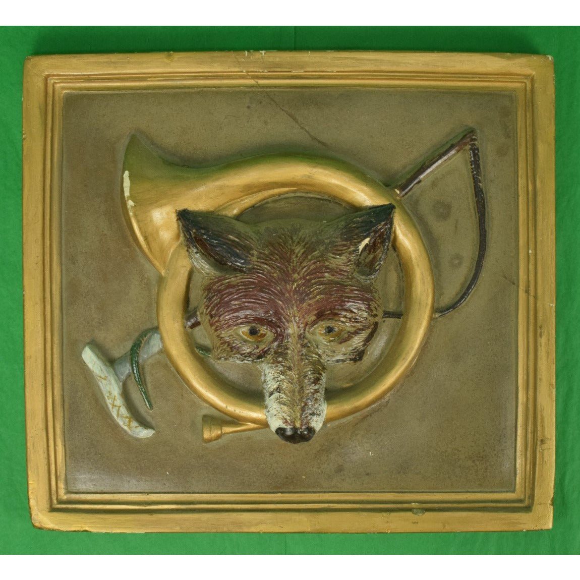 FoxHead/ Hunting Horn & Crop Ceramic Relief