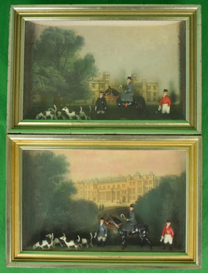 Pair of Castle Ashby Northamptonshire Britains Diorama FoxHunt Shadow Boxes
