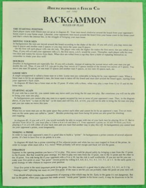 "Abercrombie & Fitch c1980s Backgammon Board Set" (SOLD)