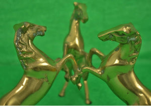 Three Brass Rearing Horses w/ Crystal Globe