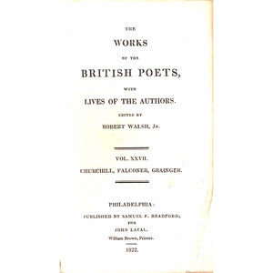 The Works of The British Poets, Select Poems of Charles Churchill Vol. XXVII