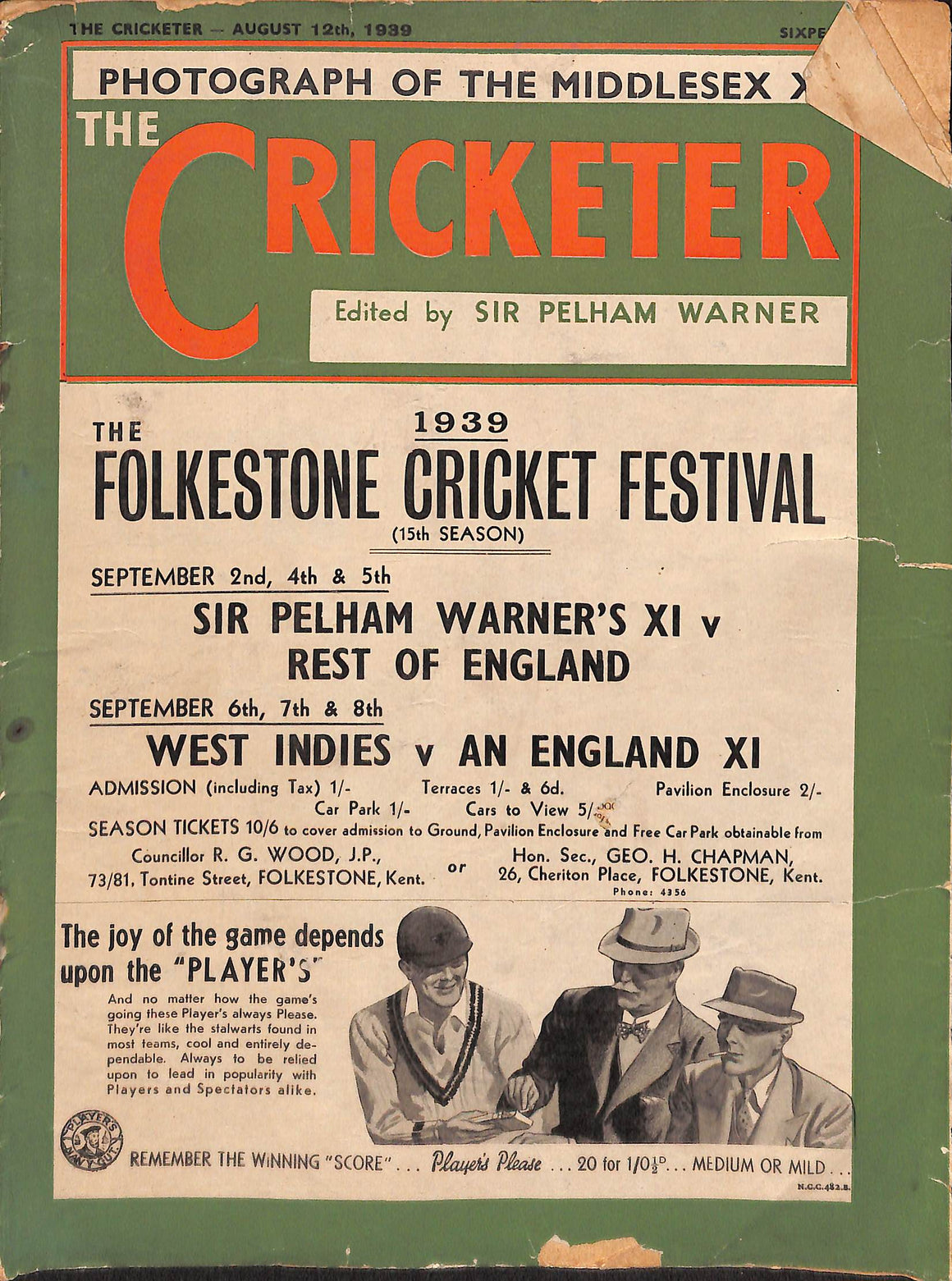 'The Cricketer - August 12, 1939'
