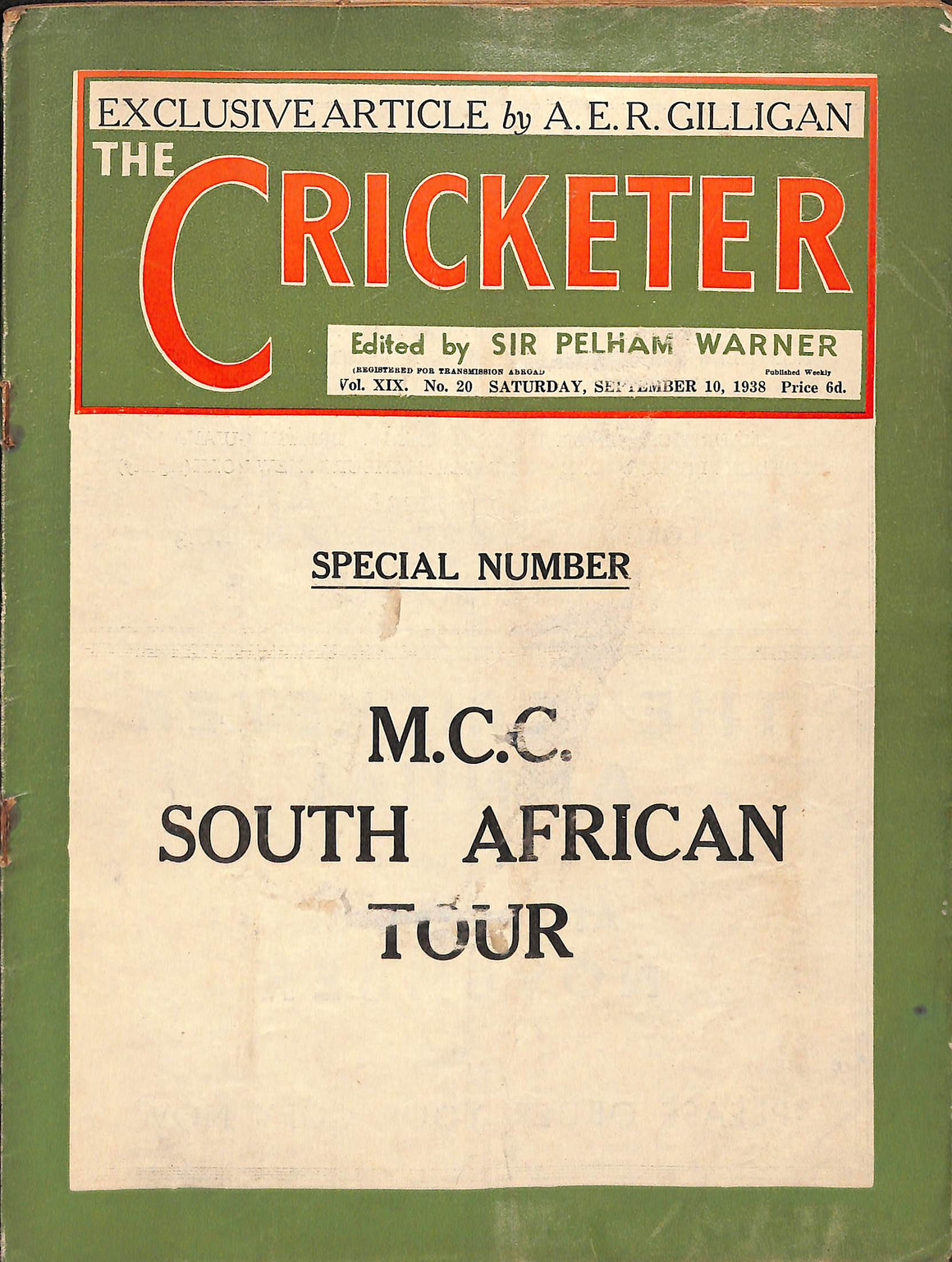 'The Cricketer - September 10, 1938'