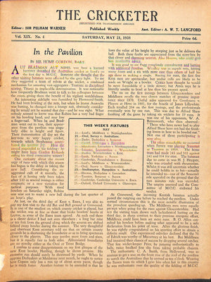'The Cricketer - May 21, 1938'