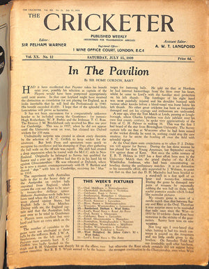 'The Cricketer - July 15th, 1939'