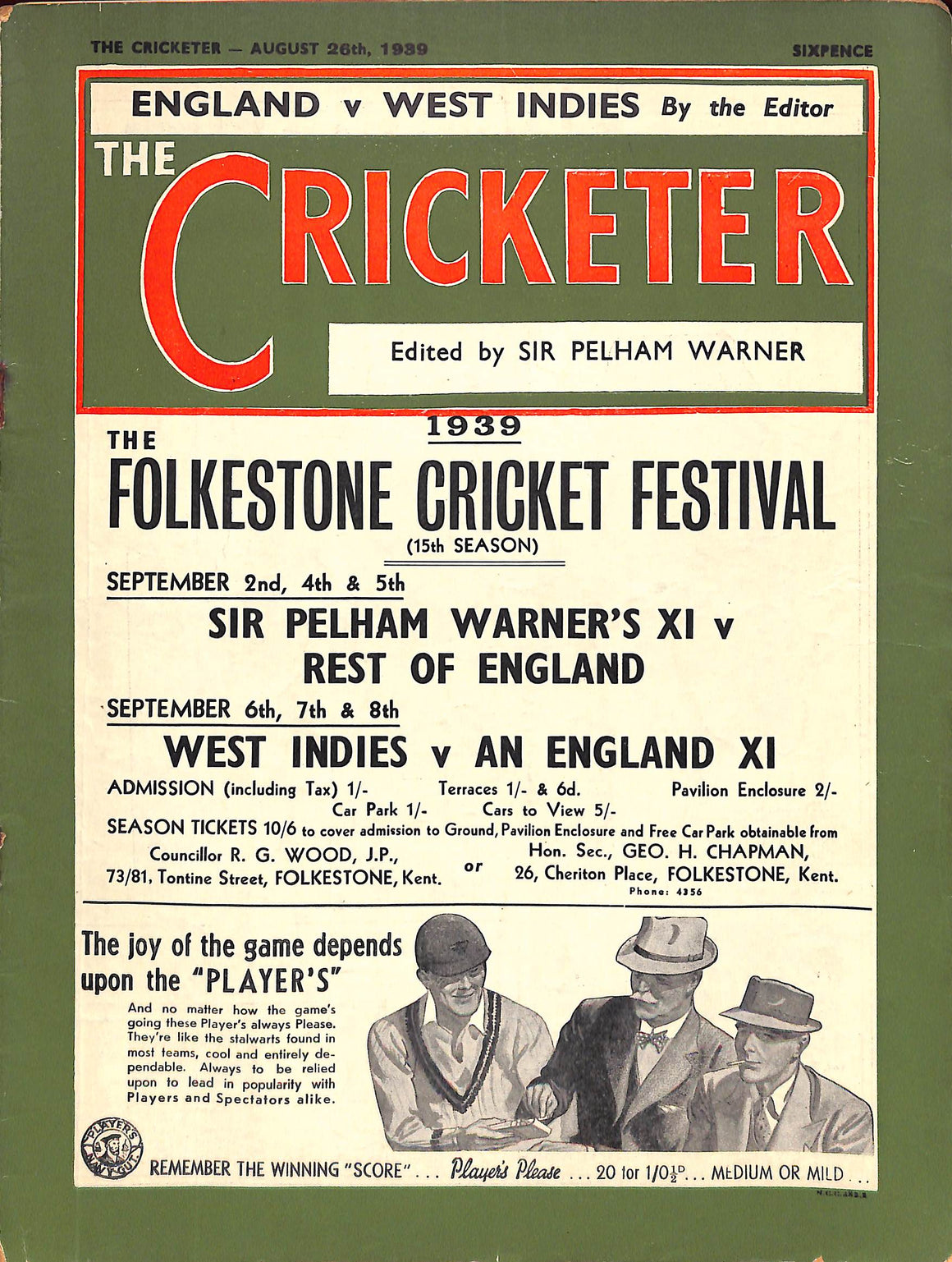 The Cricketer: August 26th, 1939