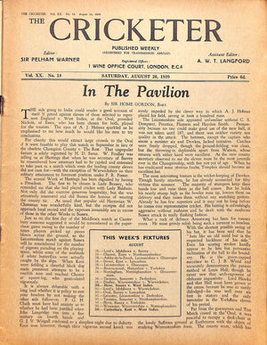 The Cricketer: August 26th, 1939