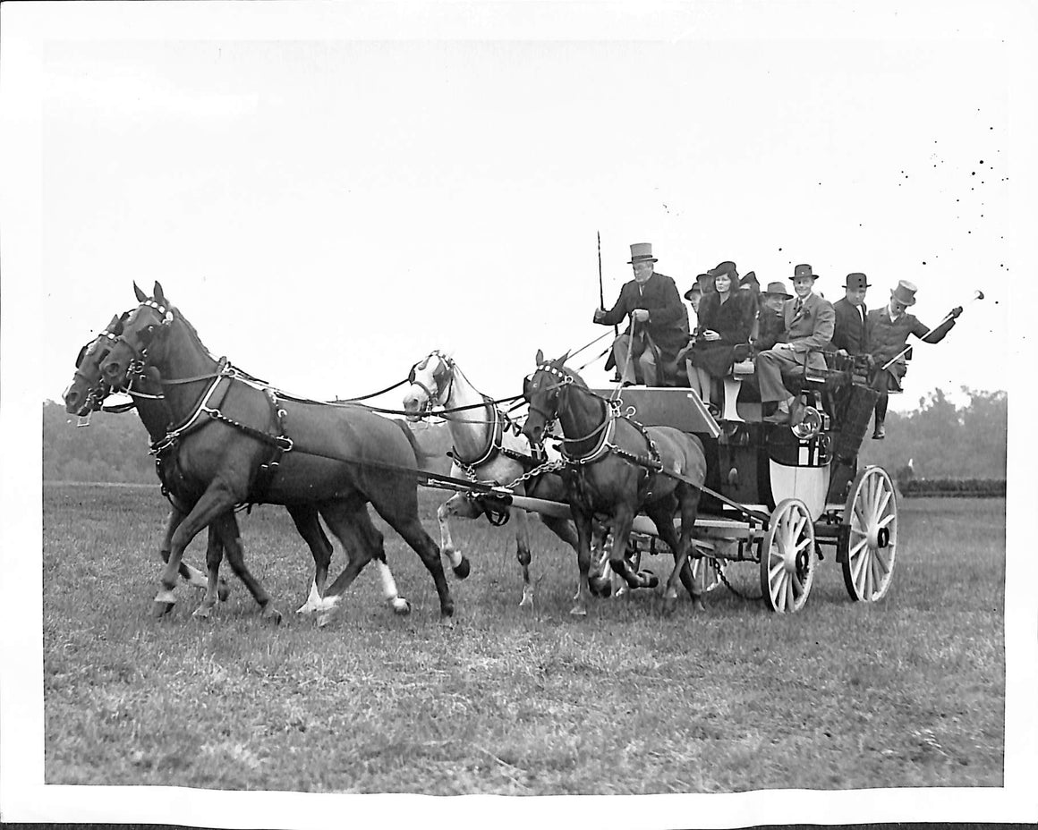 "F. Ambrose Clark Arriving at Meadow Brook Hunt Cup" 1939 B&W Photo