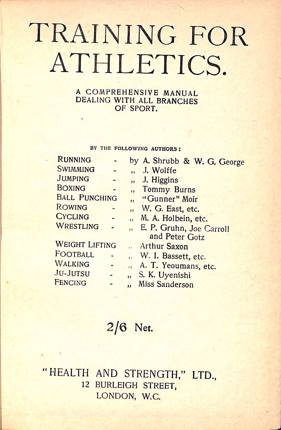 "Training for Athletics: A Comprehensive Manual Dealing with All Branches of Sport" 1908 (SOLD)