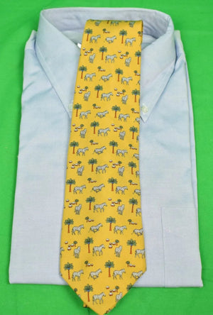 "Brooks Brothers Zebra/ Palm Tree Yellow Silk Tie" (SOLD)