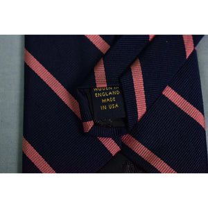 "Brooks Brothers English Silk Repp Pink Stripe Navy Tie" (SOLD)