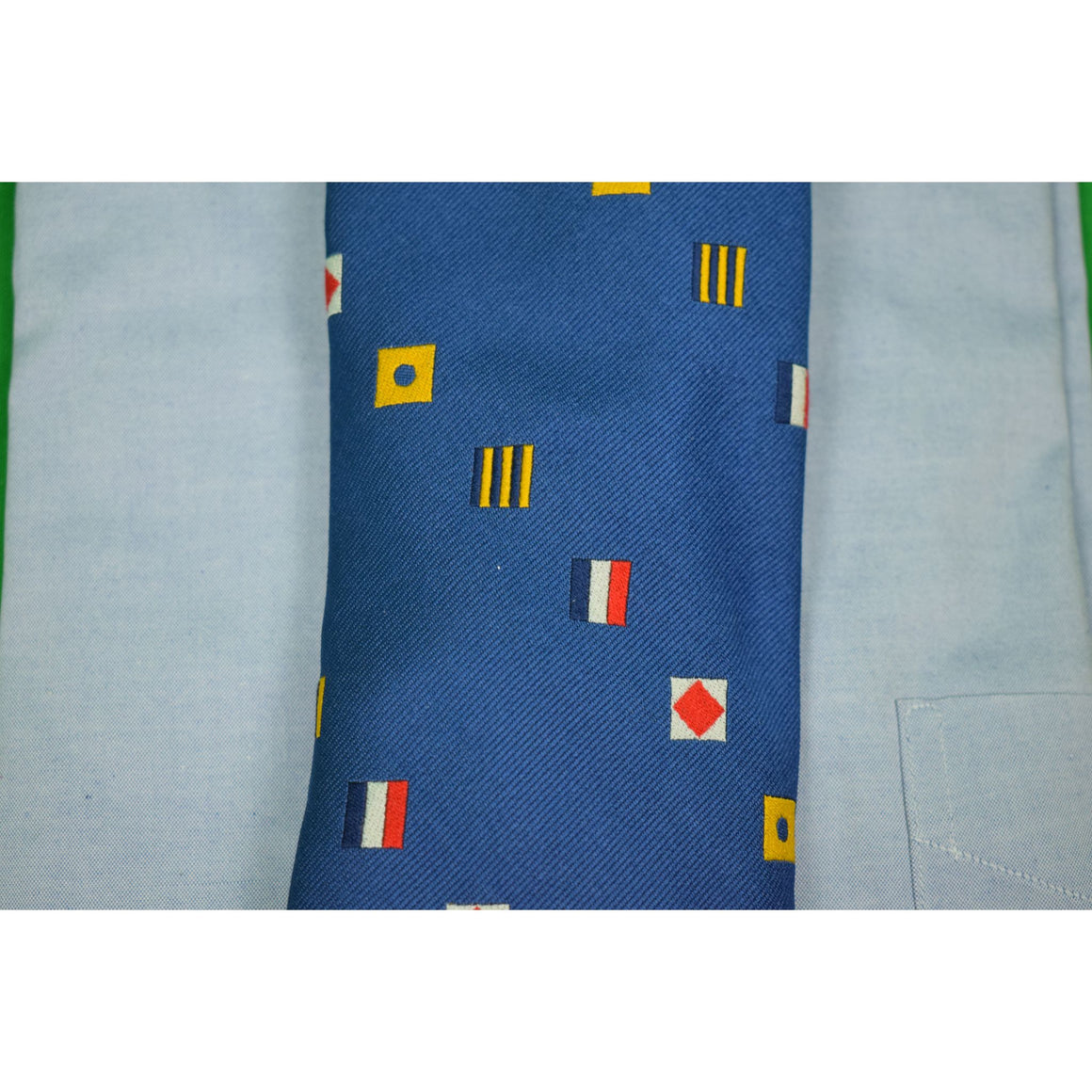 "Chipp Royal Blue Poly Tie w/ Signal Flags"