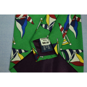 Polo by Ralph Lauren Green Silk Burgee Flags Nautical Tie