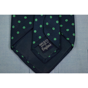 The Andover Shop English Silk Green Polka Dot/ Navy Ground Tie