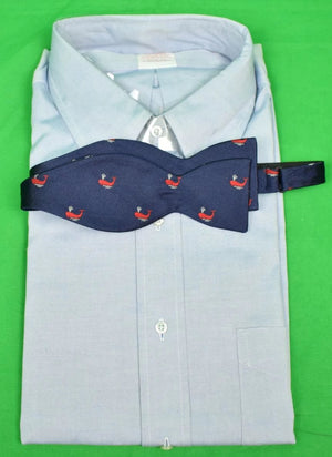 "The Andover Shop English Silk Twill Bowtie w/ Red Whales on Navy Ground" (SOLD)
