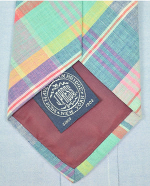 "J. Press The Burlington Knot Pastel Madras Plaid Tie" (NEW) (SOLD)