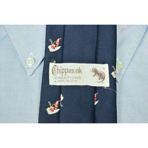 "Chipp 'Munk' Santa on Chimney Navy Poly Tie"