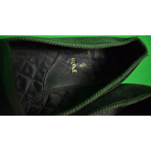 "Polo Ralph Lauren Bottle Green Velvet Slippers w/ Emb Gilt Horse Head" Sz: 9