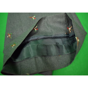 "The Andover Shop Women's Grey Flannel Skirt w/ Embroidered Gamebirds"