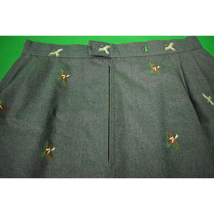 "The Andover Shop Women's Grey Flannel Skirt w/ Embroidered Gamebirds"