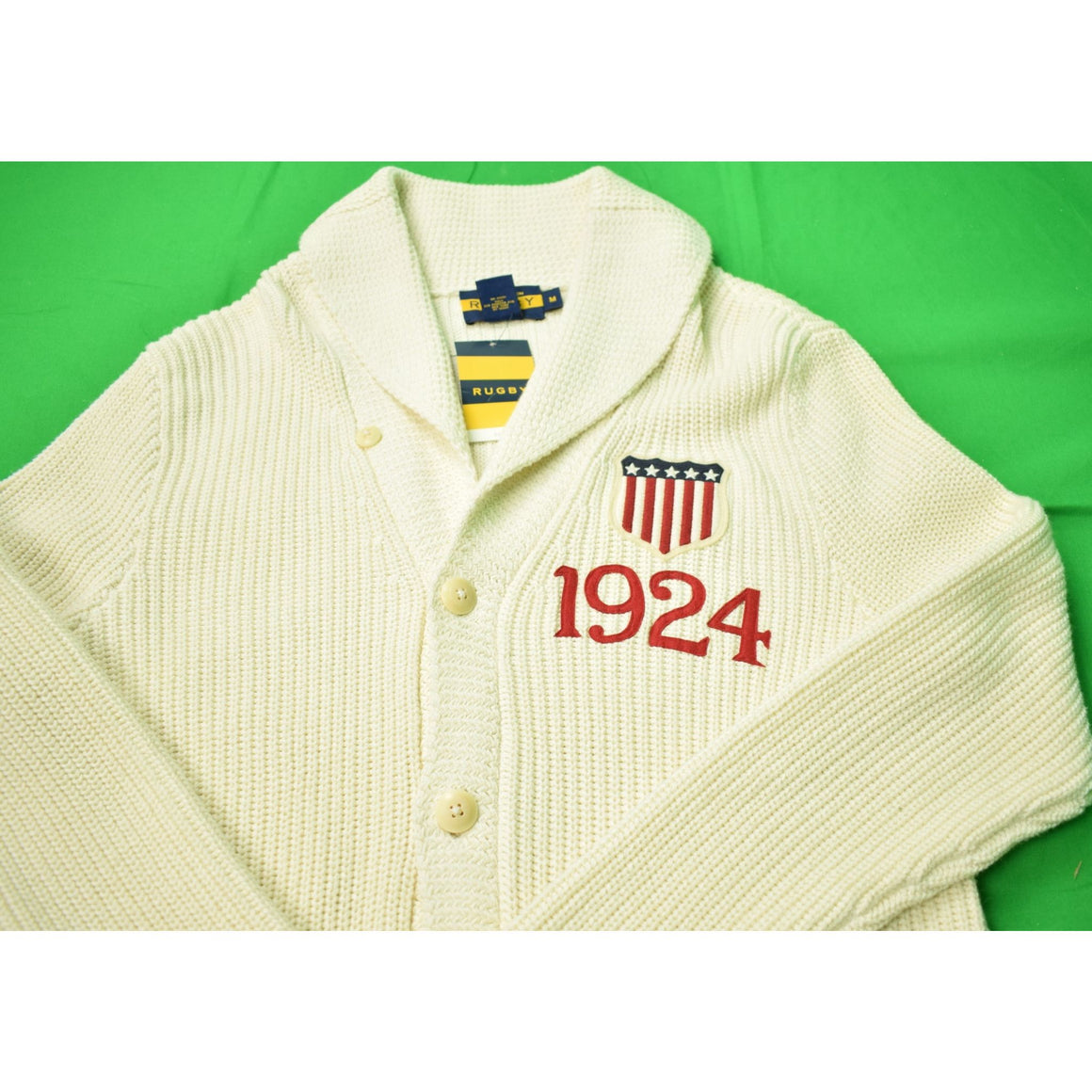 "Rugby Ralph Lauren Cardigan w/ 1924 Olympic Crest Sweater" Sz M (SOLD)