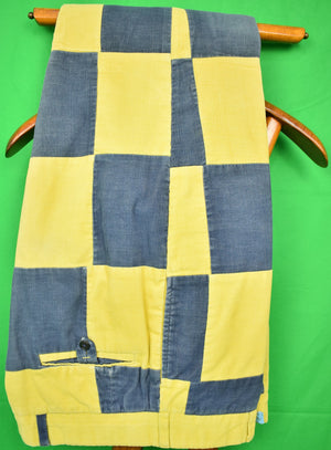 Chipp Patch Panel Yellow/ Navy Pinwale Corduroy Trousers Sz: 38"W