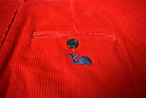 "O'Connell's Blue Whale Embroidered Red Corduroy Trousers" Sz 40 (NWT)