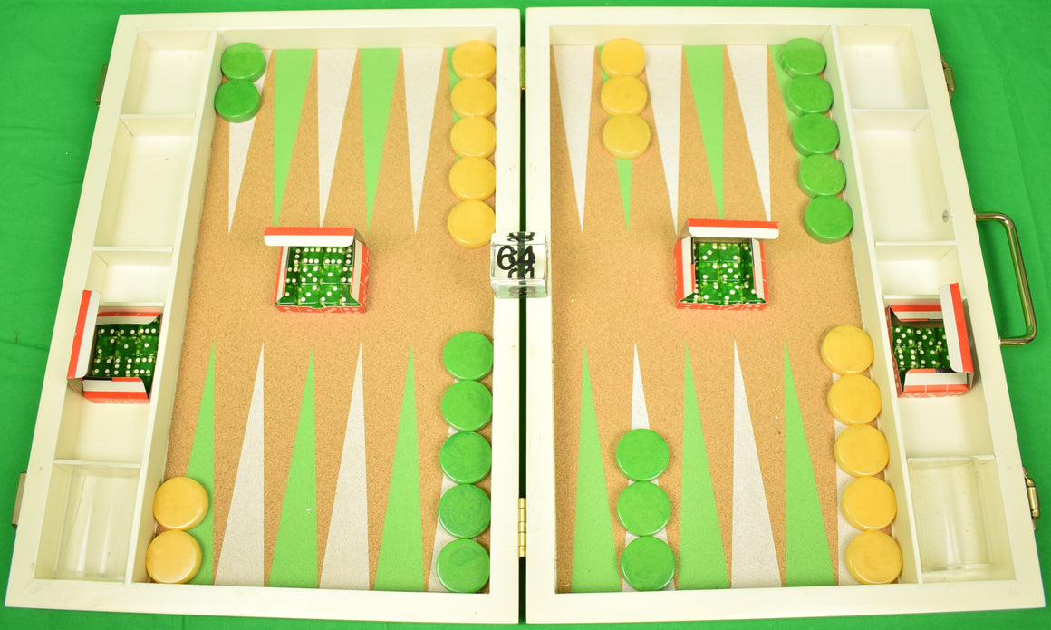 "Crisloid Backgammon Hand-Painted Cork Board Set" (SOLD)