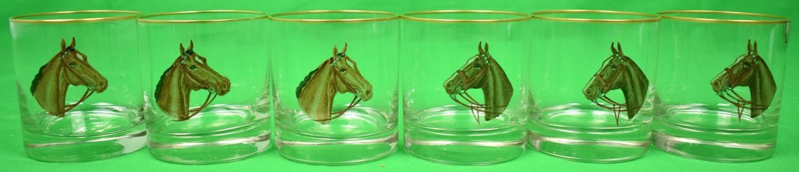 "Set x 6 Cyril Gorainoff Old-Fashioned Horse Head Glasses" (SOLD)