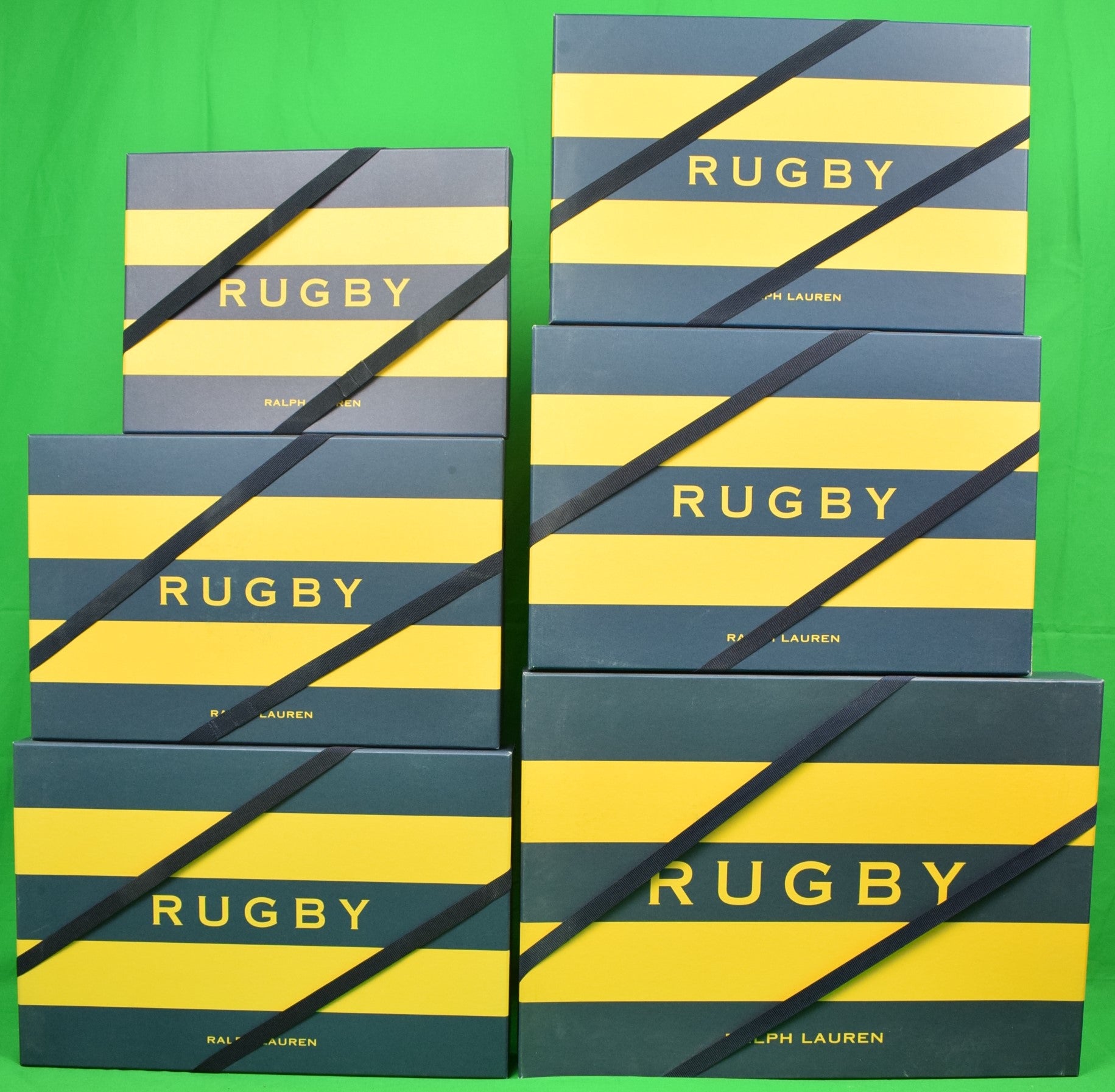 Racket Ralph Box Rugby Ralph Lauren Yellow/ Navy Gift Boxes New Univ Pl w/ Straps!