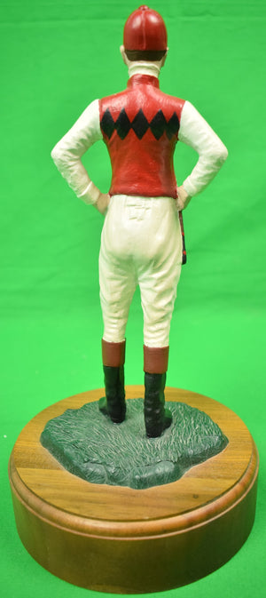 "Jockey c1982 Mascot On Wood Plinth Base"