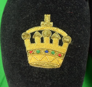 "Sulka Black Velvet English Slippers w/ Crown Bullion Emblem" Sz: 11