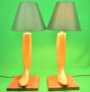 "Pair x Henry Maxwell London Beechwood Boot Tree Table Lamps"