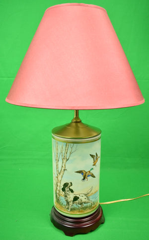 Frank Vosmansky English Setter w/ Hand-Painted Ducks-in-Flight Table Lamp