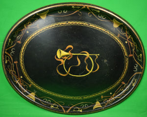 Hand-Painted Black Toile Equestrian Tray Table