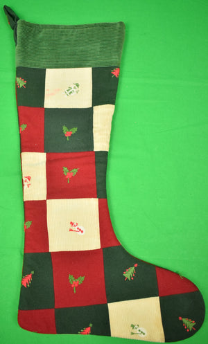 The Andover Shop Patchwork Flannel/ Corduroy Emb Christmas Stocking (SOLD)