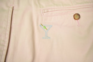 "Orvis Shell Pink Chinos w/ Emb Martini Glasses" Sz 40"W