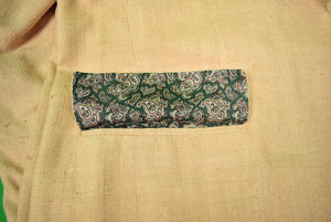 Chipp Natural Shantung Silk c1983 Blazer w/ Green Paisley Bemberg Lining Sz 42R